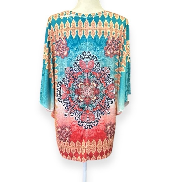 Reba Rhinestone Embellished Batwing Sleeve Top Size Large - Picture 9 of 11